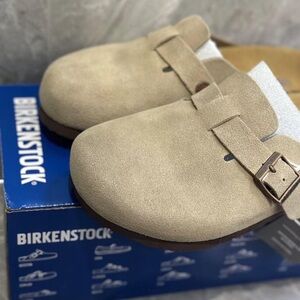 Chic Taupe Suede Leather Birkenstock Boston Shoes for All